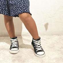 Chaussures de canevas style coréen pour garçons et filles, chaussures de sport décontracté, printemps et automne, baskets classiques à lacets - Noir - Voir 3