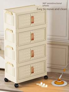 1pc 50cm/19.69in Wide Folding Storage Cabinet, Clothes Closet Storage Box, Portable Wardrobe, Double Door Folding Box, 1-6 Layers Optional, Thickened Double Door With Wheels Storage Cabinet, Home Use No-Installation Organizer Rack, Organize Clothes & Toys Plastic Folding Storage Cabinet