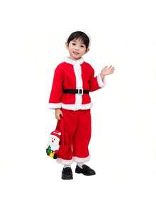 圣诞节男孩和女孩圣诞老人服装，婴儿红色圣诞服装，儿童新年圣诞老人套装，圣诞老人服装，圣诞老人服装，儿童圣诞老人连衣裙 - Boy - 查看 3