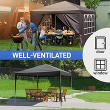 10'x10' Gazebo Waterproof Outdoor Canopy Patio Tent Party Tent For Wedding BBQ Cater, Black - 預設 - 查看 8