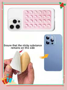 5pcs Silicone Suction Cup Phone Holder, Phone Suction Cup Stand, Sticky Phone Stand, Sticky Phone Holder, Silicone Suction Cup Phone Stand Pad, Multi-Function Suction Cup Wall Mount Bracket - Multicolor - View 4