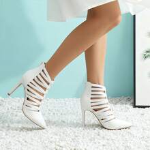 lunryet Women's Platform Heel Dance Boots Peep Toe Latin Salsa Ballroom Ankle Dance Shoes TINA-10 - 白色 - 查看 1