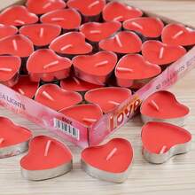 50 قطعة شموع على شكل قلب وشموع مزينة بمسحوق لامع، مناسبة للاحتفالات الرومانسية. مصنوعة من مادة البارافين. مناسبة للديكور في حفلات الزفاف وعيد الحب والكريسماس والعشاء العائلي. - متعدد الألوان - مشاهدة 1