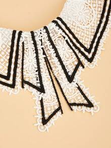 1 件时尚领结领，蕾丝边可拆卸衬衫领装饰