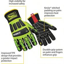 Ansell RINGERS R-297G Heavy Duty Industrial Padded Impact Protection Gloves For Manufacturing Construction Utilities Size 14 Yellow 1 Pair