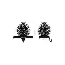 Pine Cone Stocking Holder With Snowflake, 3D Brown Metal Mantel Stocking Hangers Fireplace Mantel Decorations Holiday Supplies