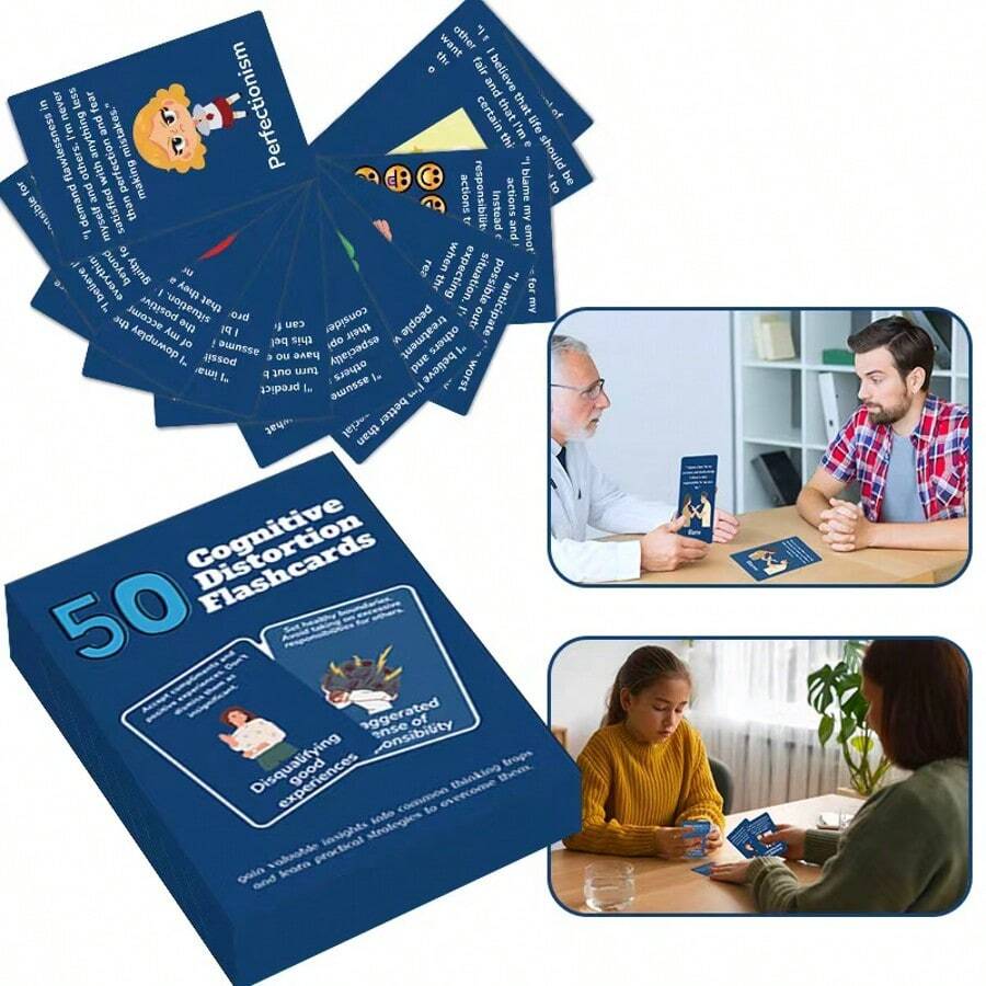 Hot-Selling 50 Cognitive Distortion Flashcards, Perfect For Family Gatherings, Date Nights, And Creative Surprise Card Games. Great For Christmas, Thanksgiving, Valentine's Day, And Game Nights. Suitable For Dinners, Parties, And Special Occasions. Romantic Gift Ideas | Fun Design | Durable Card Material. A Fun And Entertaining Card Game For Couples, Date Games, And Romantic Couple Games.