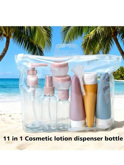 11-In-1 Travel Size Lotion & Cosmetic Containers, Suitable For Beach, Swimming, Business Trip, Hotel, Outdoor Travel