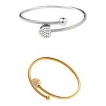 Copper Bracelet / Bangle With Magnetic Ends - Dourado và Prata - Xem 1