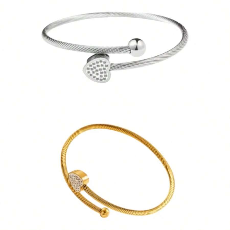 Copper Bracelet / Bangle With Magnetic Ends - Dourado và Prata - Xem 1