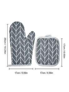 Oven Mitt Set, Heat Resistant Mat, Minimalist Style Heat Resistant Gloves, Thick Microwave Oven Gloves, Non-Slip Grip Surface And Loop For Hanging, Kitchen Supplies, Kitchen Tools, Accessories - Multicolor - View 14