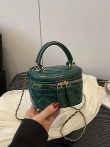 Lightweight Mini Bag, Chain Bag, Quilted Bag, Handbag, Bucket Bag, Suitable For Girls, College Students And Office Ladies, Great For Office, University, Work, Commuting, Outdoor Activities, Travel And Picnics - Dark Green - View 8