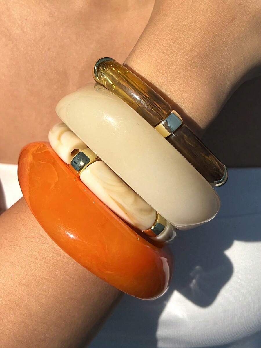 1pc Vintage Elegant Minimalist Acrylic Bracelet, Suitable For Women To Wear Alone Or Stack, Perfect For Daily And Holiday Wear, Great Gift