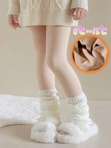 1 件保暖内衬舞蹈紧身裤，保暖针织腿套，防滑鞋底，厚实保暖，适合 5°C 以下温度，适合秋冬季