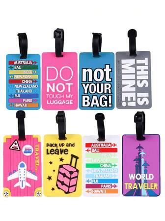 Etiqueta de equipaje de PVC y goma suave, etiqueta de equipaje de viaje creativa, tarjeta de embarque, etiqueta colgante, etiqueta de identificación, etiqueta de nombre para caja de equipaje de embarque, soporte para tarjetas de identificación, colgante para viajes, vacaciones, con tarjetas de identificación portátiles