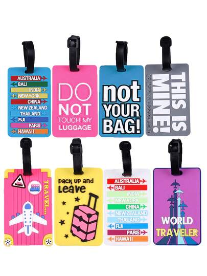 PVC weiche Gummi Gepäckanhänger, kreative Reisekoffer Anhänger, Bordkarte, Hängeanhänger, Identifikationsanhänger, Gepäckanhänger mit Namen für Lufttransport, Weihnachtsgeschenk Kartenhalter Anhänger für Reise, Urlaub, Ferien mit Namens-ID-Karten, tragbar