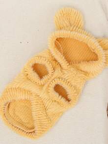 柔软貂绒宠物连帽衫 - 可爱耳朵设计，保暖冬季毛衣，适合中小型犬猫 | 舒适毛绒宠物服装 - 彩色 - 查看 8