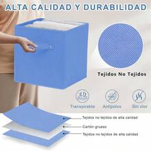 Cajas de Almacenamiento de Cubos de Tela Resistente con Asas, Cajas de Almacenamiento Plegables de , Organizadores de Ropa y Papeleras para Dormitorio, Armario y Estanterías - 1 - Ver 6