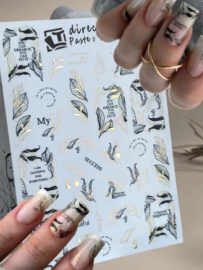 Autumn Maple Leaf Nail Art Stickers Fall Leaf Nail Decals Leaves Plant 3D Self-Adhesive Nail Art Supplies Decals Fall Sticker For Nails Holiday Manicure Accessories For Women Nail Decorations