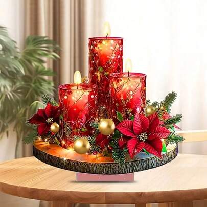 15 厘米 X 15 厘米波西米亚亚克力圣诞烛台 - 鼓舞人心的桌面装饰，适合家庭和节日氛围，圣诞装饰