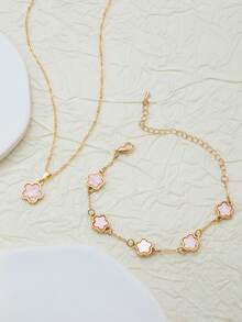 Bộ trang sức thời trang hình cỏ năm lá may mắn (2 món) - Một cỡ - Xem 6