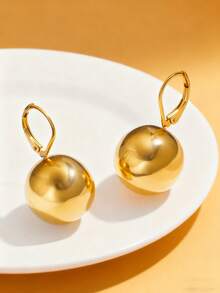 MONALLY 1 Pair Minimalist Teardrop Stainless Steel Earrings, Fashionable Versatile Jewelry Gift For Women, Birthday Party - Yellow Gold - View 6