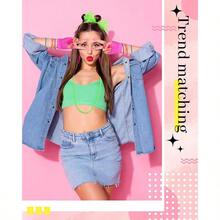 80s Accessories Women Lace Headband Earrings Fishnet Gloves Necklace Bracelet For 80s Retro Party Halloween Halloween Festival Party Cosplay - FluorescentGreenRoseRed - View 3