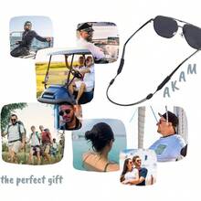 AKAM - Juego de 3 correas para lentes, correa ajustable para lentes de sol, sujetador de lentes, 1 pao reutilizable para lentes y 2 toallitas hmedas desechables, retenedores de lentes - inicial - Ver 4