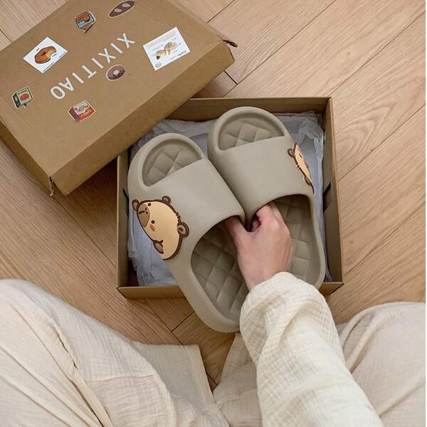 XIXITIAO XIXITIAO Capybara Couple Slippers, Soft Flat Casual Slippers, EVA Non- Cute Slippers, Solid Color Classic Flat Slippers With Fashionable Capybara Pattern, Suitable For Outdoor/Beach/Home Use