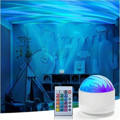 Aurora & Water Ripple 2-In-1 Projector Light – 16 Color LED Atmosphere Lamp With Remote, USB-Powered Night Light For Bedroom, Parties & Relaxation Modern Mood Lighting Rgb Lighting Effects Halloween Decor Christmas Gift