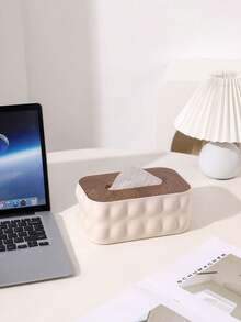 1个现代简约INS风纸巾盒 - 大容量便携式纸巾盒，带木质盖，桌面纸巾收纳架。家居装饰，浴室装饰。适用于浴室、办公室、客厅、卧室、咖啡厅、高档餐厅。圣诞节、婚礼、感恩节、万圣节、国庆节、新年、母亲节、开学季等场合适用。 - 彩色 - 查看 4