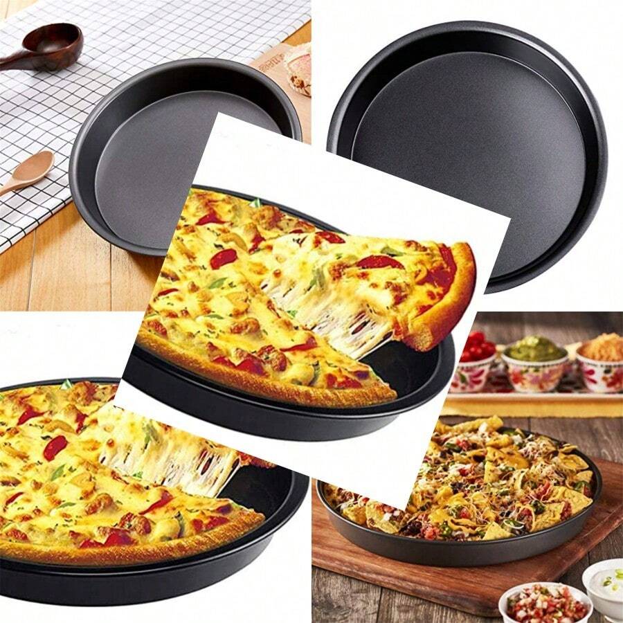 Pizza Pan Nonstick Pizzas Tray Sheet Carbon Steel Pie Pan Baking Pans Deep Dish For Home Kitchen Bakeware Bread Cake Handmade 10 Inch
