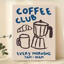 Cuadro de pared de estilo de club de café - Impresión enmarcada de tipografía con inspiración vintage para decoración de cocina y sala de estar - Lienzo - Para amantes del café y entusiastas de la decoración del hogar - Regalo perfecto para inauguración de casa y cumpleaños - Multicolor - Ver 1