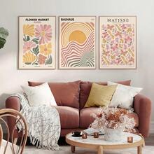 Bộ 3 tranh nghệ thuật trừu tượng phong cách Bohemian hình bướm và chợ hoa, tranh phong cách Bauhaus, tranh triển lãm Matisse, tranh hoa, tranh in nghệ thuật cổ điển, tranh chợ hoa, thích hợp trang trí phòng ngủ, phòng khách, phòng ăn, hành lang, có thể mua thêm khung gỗ. - Nhiều màu - Xem 11