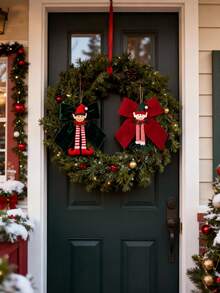 2 Stück Weihnachtsbaum Anhänger Schleifen Ornamente, Weihnachts grüne rote Schleifen Weihnachtsbaum Girlande Dekoration, Weihnachtsdekoration, Szenenrequisiten Ornamente, Anhänger Feiertags Tischdekoration Kamin Tür Fenster Boden Geschenk, Weihnachtsbaum Dekorationen, sehr geeignet für Weihnachten und Heimdekoration, verschiedene Party-Event DIY Dekoration