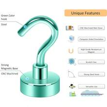 Neosmuk Green Magnetic Hooks 30lb Heavy Duty Earth Magnets With Hook For Refrigerator Extra Strong Cruise Hook For Hanging Magnetic Hanger For Curtain Grill Green 4 Pack - Ideal For Kitchen Organization Bathroom Storage And Home Decor With Powerful Adhesion And Durable Design