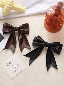 1pc Minimalist PU Leather Bowknot Hair Clip, Daily & Party Accessory, Gift For Girlfriend, Cute Accessories, Claw Clips