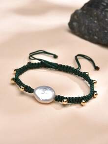 1 buc. Brățară împletită manual cu perle naturale placate cu aur de 18K, potrivită atât pentru bărbați, cât și pentru femei, pentru purtare zilnică