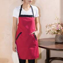 1pc Adjustable Work Baking Chef Kitchen Coffee Cooking BBQ Pocket Apron, For Home, Restaurant, Craft, Garden, BBQ, School, Cafe, Unisex