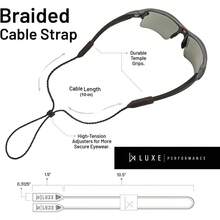 - Correa trenzada para anteojos u2013 Retenedor duradero de anteojos, lentes de sol, lentes u2013 ajustable para estilo de vida activo, alta tensin, sin cola, agarre de patillas, - inicial - Ver 3