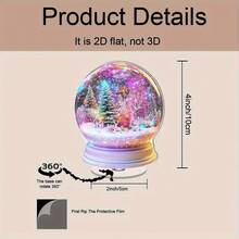 2D Flat, 360° Rotating Snow Globe With Enchanting Winter Forest Scene, Delicate Snowflakes And Warm Lighting - Polyester, No Electricity Required - Suitable For Holiday Home Decor Or Unique Gift, Snow Globe Christmas Decoration, Holiday Room Decor, Classic Decorative Style, 2D Flat