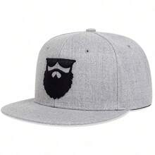 1pc Men's Beard Embroidered Adjustable Outdoor Sun Hat, Casual Hip Hop Hat For Spring & Autumn - Grey - View 6