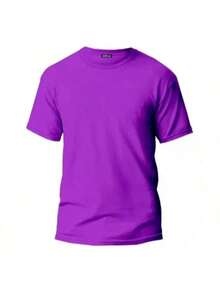 KIT 3 Basic Plain Men's T-Shirts 100% Cotton 30.1 - 淡藍色+淡粉紅色+紫色 - 查看 5