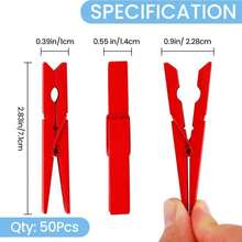 50PCS Colored Wooden Clothespins, 29inch 10 Color Clothes Pins For Clip Pictures Photos Decorative, Small Colorful Wood Decoration Closepins Clips,10 Color Each 5Pcs (Colored) - 黑色 - 查看 7