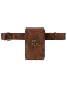 2pcs/Set Vintage Street Style Viking Belt, Faux Leather Accessories Viking Costume Leather Double Buckle Belt Waist Bag, Suitable For Men Party Halloween Wear
