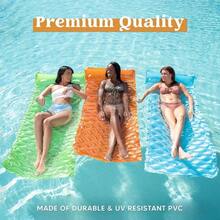 - Juego de 3 alfombrillas inflables para piscina, flotador con reposacabezas, tapete de aire flotante para alberca, para adultos, 64x 32 pulgadas - Naranja/Verde/Azul - Ver 6