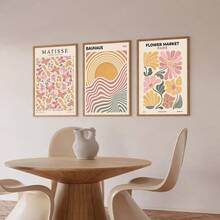 Bộ 3 tranh nghệ thuật trừu tượng phong cách Bohemian hình bướm và chợ hoa, tranh phong cách Bauhaus, tranh triển lãm Matisse, tranh hoa, tranh in nghệ thuật cổ điển, tranh chợ hoa, thích hợp trang trí phòng ngủ, phòng khách, phòng ăn, hành lang, có thể mua thêm khung gỗ. - Nhiều màu - Xem 3