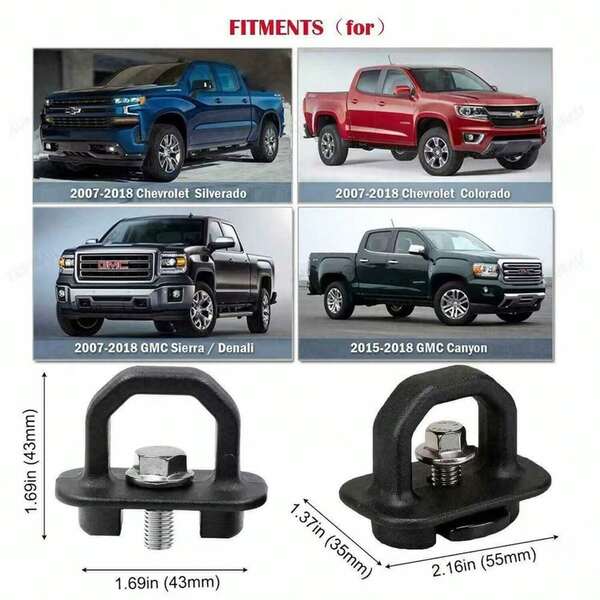 Rear Tie Down Anchors, Stainless Steel Bed Cargo Tie Downs For Pickup Trucks - Durable And Secure Anchor Points For Ropes And Straps