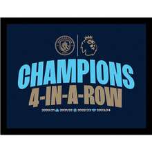 Manchester City FC 4 In A Row  Framed Print (Blue) - 100% Mixed - (PM10567) - Blue - View 2