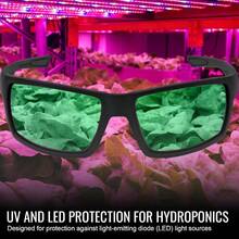 Bullhead Safety Sawfish Grow Room Glasses With Blocker Lenses Complete Eye Protection For Use In Horticulture And Indoor Gardening Green Lens With Matte Black Full-Frame One Size